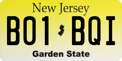 NJ license plate B01BQI