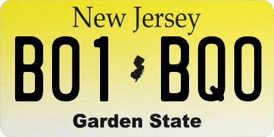 NJ license plate B01BQO