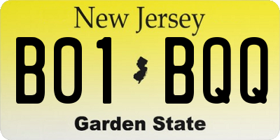 NJ license plate B01BQQ