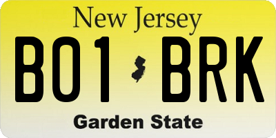 NJ license plate B01BRK