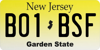 NJ license plate B01BSF