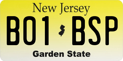 NJ license plate B01BSP