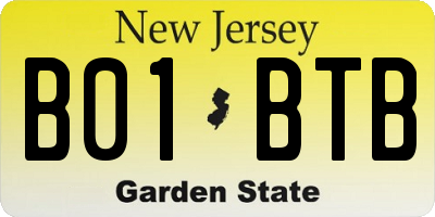 NJ license plate B01BTB