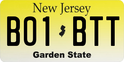 NJ license plate B01BTT