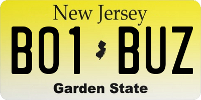 NJ license plate B01BUZ