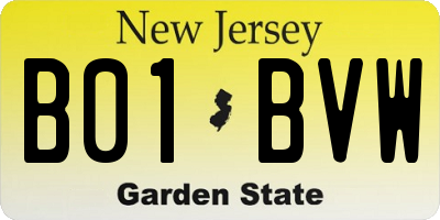 NJ license plate B01BVW