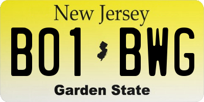 NJ license plate B01BWG