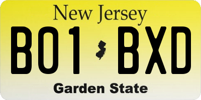 NJ license plate B01BXD