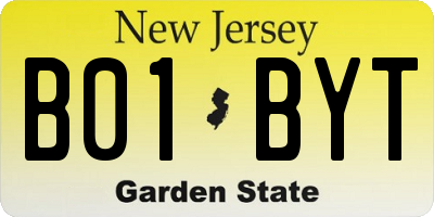 NJ license plate B01BYT