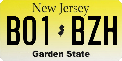 NJ license plate B01BZH
