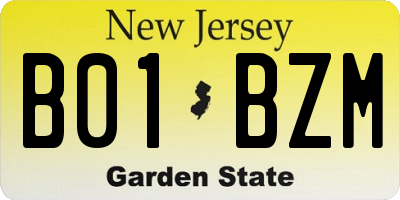 NJ license plate B01BZM