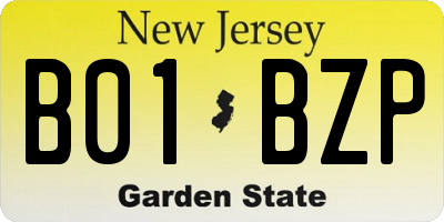 NJ license plate B01BZP