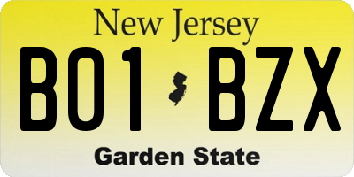 NJ license plate B01BZX