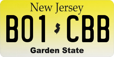 NJ license plate B01CBB