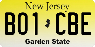 NJ license plate B01CBE