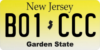 NJ license plate B01CCC