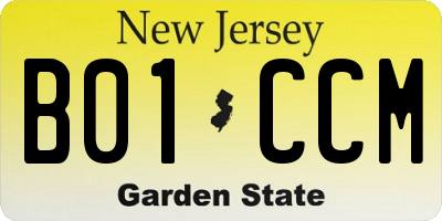 NJ license plate B01CCM