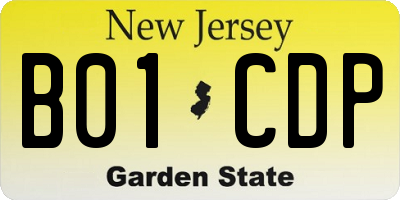 NJ license plate B01CDP