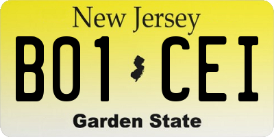 NJ license plate B01CEI