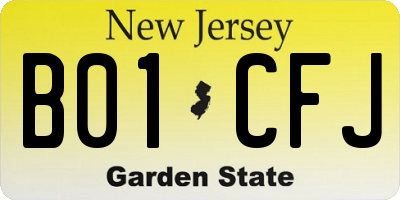 NJ license plate B01CFJ