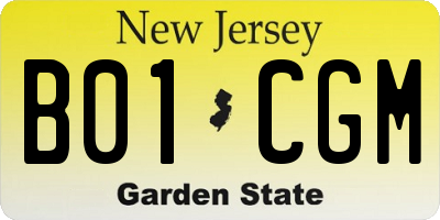 NJ license plate B01CGM