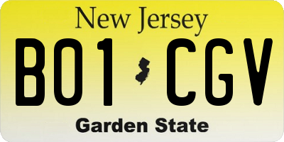 NJ license plate B01CGV