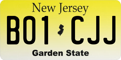 NJ license plate B01CJJ