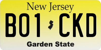 NJ license plate B01CKD