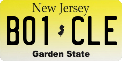 NJ license plate B01CLE