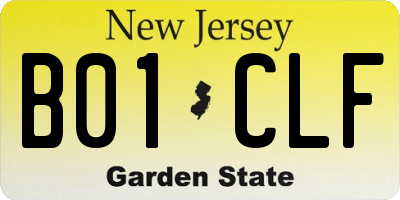 NJ license plate B01CLF