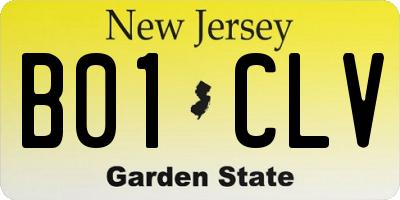 NJ license plate B01CLV