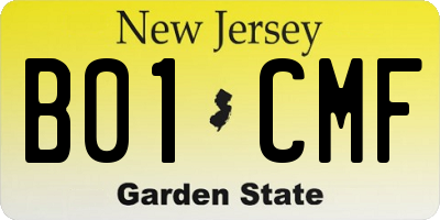 NJ license plate B01CMF