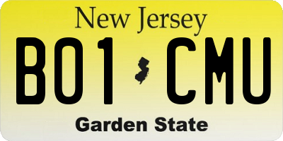 NJ license plate B01CMU