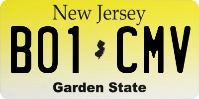 NJ license plate B01CMV