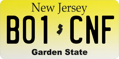 NJ license plate B01CNF