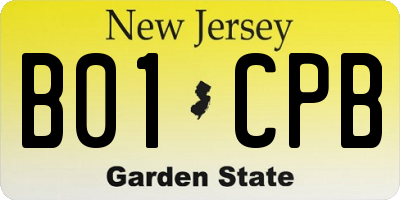 NJ license plate B01CPB