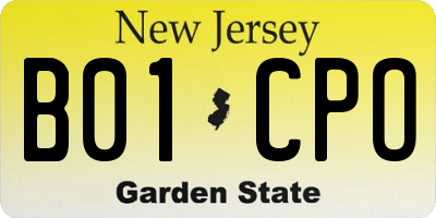 NJ license plate B01CPO