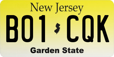 NJ license plate B01CQK