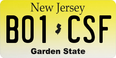 NJ license plate B01CSF