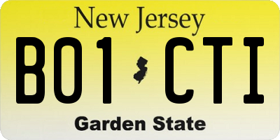NJ license plate B01CTI