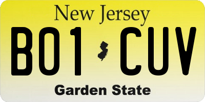 NJ license plate B01CUV