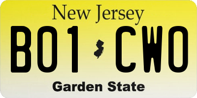 NJ license plate B01CWO