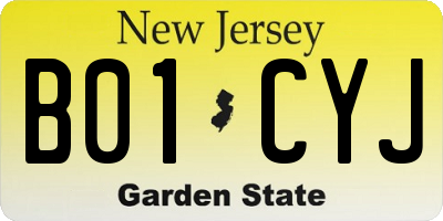 NJ license plate B01CYJ