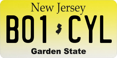 NJ license plate B01CYL