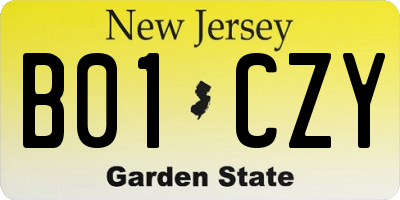 NJ license plate B01CZY