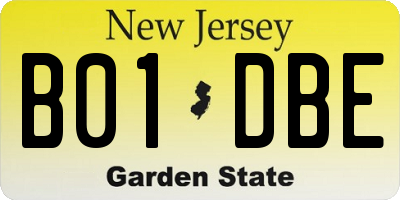 NJ license plate B01DBE