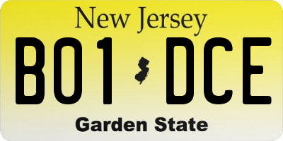 NJ license plate B01DCE