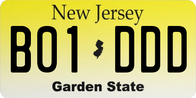 NJ license plate B01DDD
