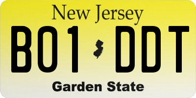 NJ license plate B01DDT