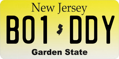 NJ license plate B01DDY